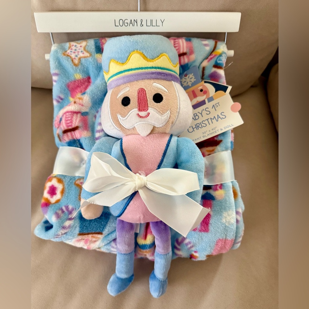Nutcracker Plush and Blanket Set Blue - Baby’s 1st Christmas